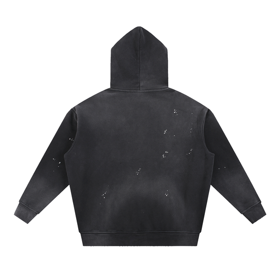 Vintage Washed Frayed Fleece Hoodie