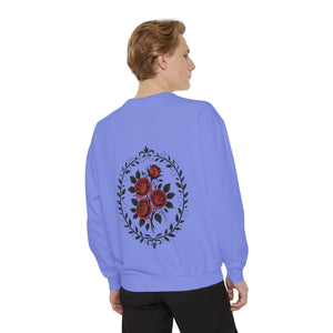 Aven Lore Sweatshirt — Vintage Red Rose Back Print Crewneck