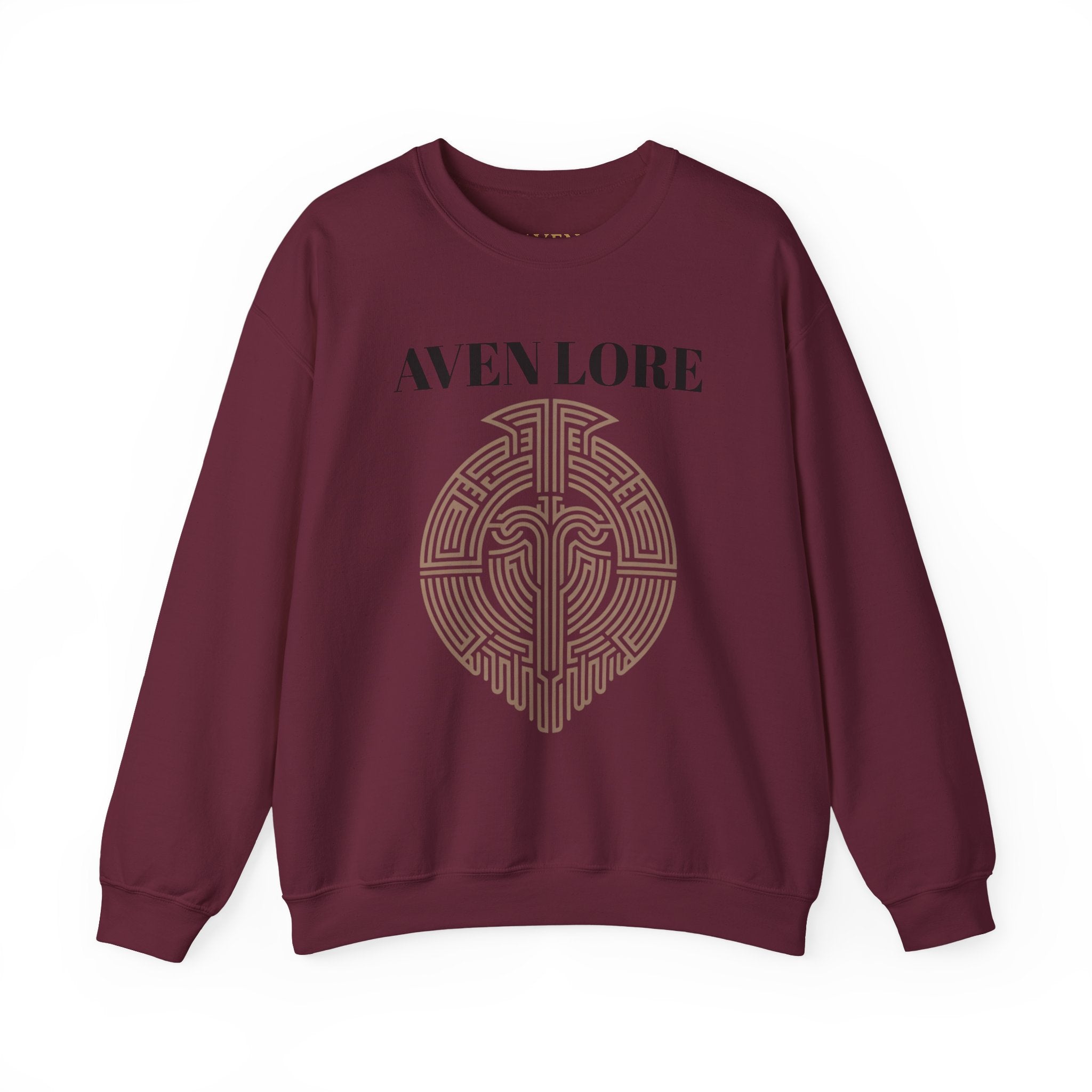Crewneck Sweatshirt — Aven Lore Maze Logo (Minimalist Spiritual Graphic)