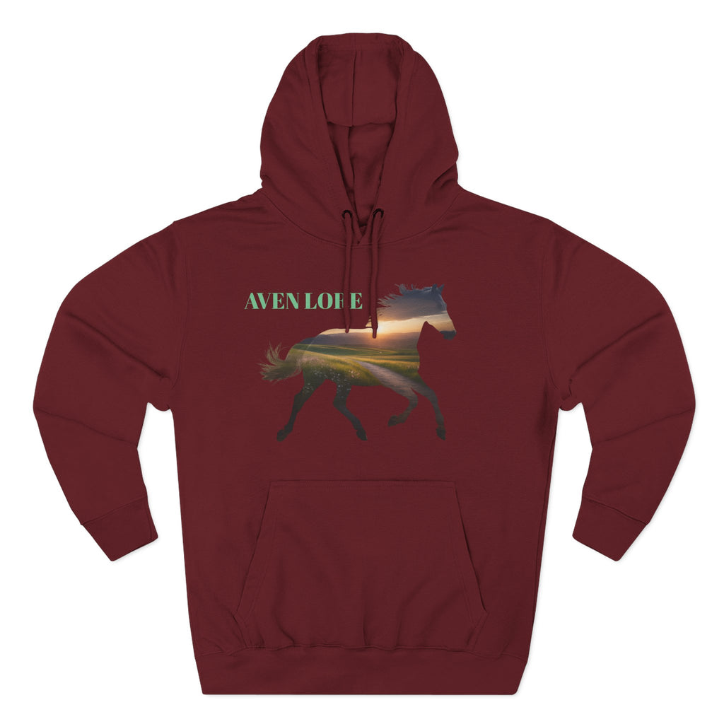 Equestrian Sunset Hoodie, Cozy Horse Lover Fleece Hoodie, Stylish Equine Gift, Perfect for Horse Riding, Warm Layer for Fall