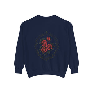Aven Lore Sweatshirt — Vintage Red Rose Back Print Crewneck