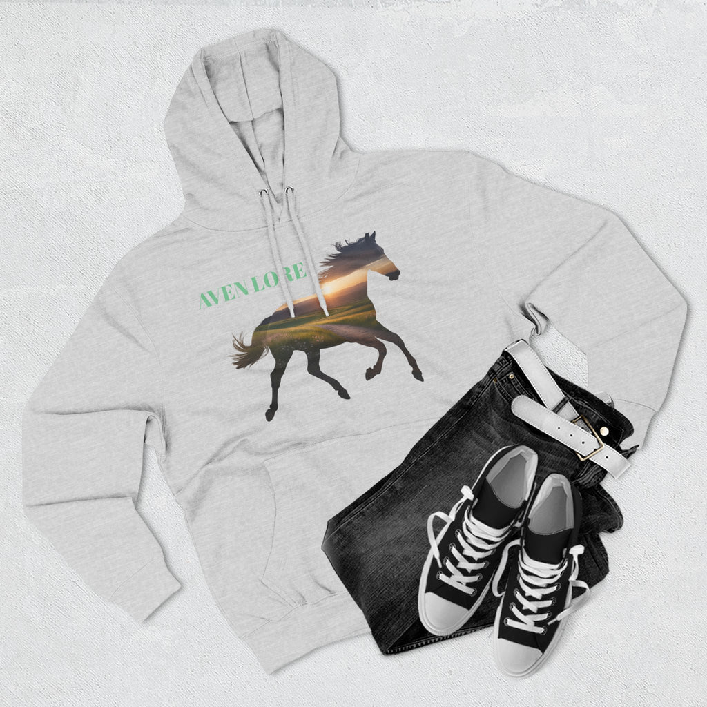 Equestrian Sunset Hoodie, Cozy Horse Lover Fleece Hoodie, Stylish Equine Gift, Perfect for Horse Riding, Warm Layer for Fall
