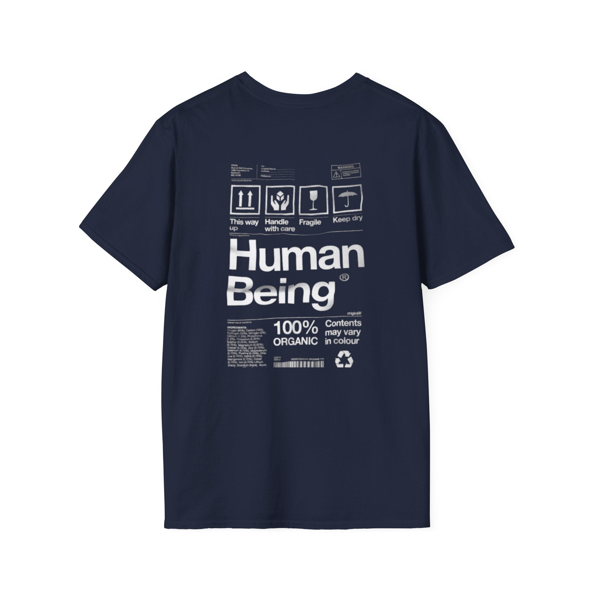 Human Being Graphic T-Shirt — 'Human Being' Organic Style Back Print