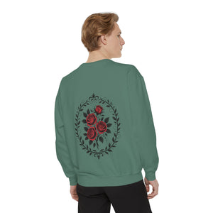 Aven Lore Sweatshirt — Vintage Red Rose Back Print Crewneck