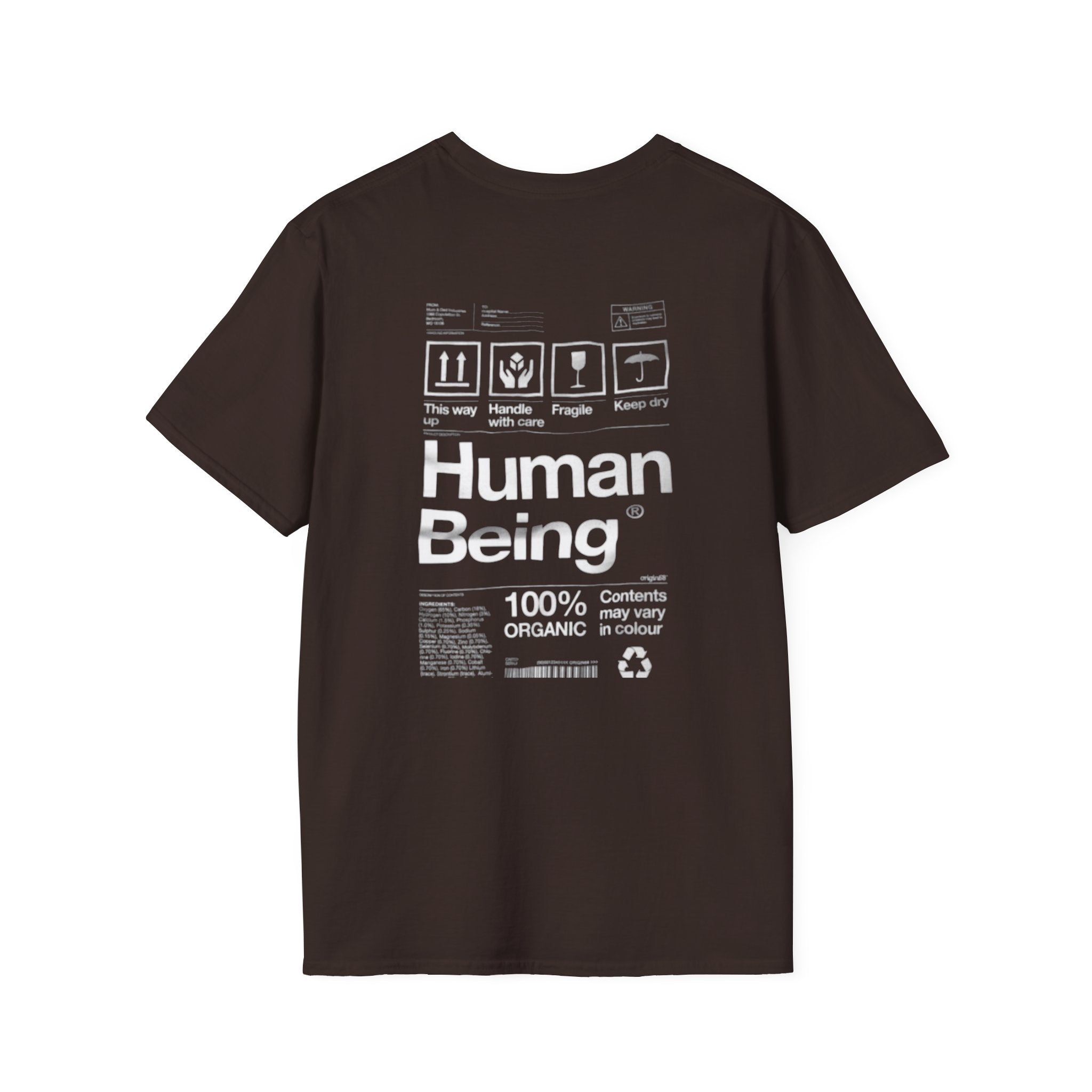 Human Being Graphic T-Shirt — 'Human Being' Organic Style Back Print
