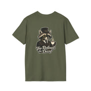 Too Refined for Decaf T-Shirt — Vintage Dapper Raccoon Coffee Tee