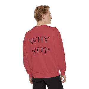 Aven Lore Sweatshirt — 'WHY NOT' Back Graphic Garment-Dyed Crewneck