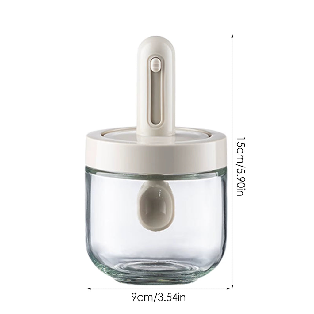 Moisture-Proof Glass Spice Jar Kitchen Seasoning Jar with Spoon Set Seasoning Box Canister Sugar Storage Pots Salt Container