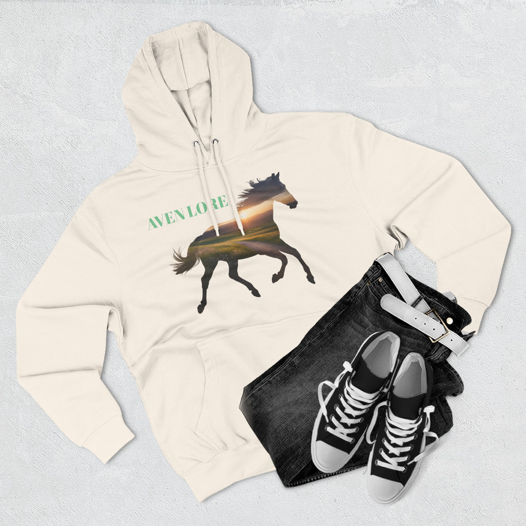 Equestrian Sunset Hoodie, Cozy Horse Lover Fleece Hoodie, Stylish Equine Gift, Perfect for Horse Riding, Warm Layer for Fall