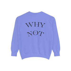 Aven Lore Sweatshirt — 'WHY NOT' Back Graphic Garment-Dyed Crewneck