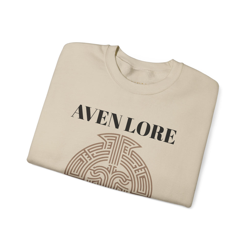 Crewneck Sweatshirt — Aven Lore Maze Logo (Minimalist Spiritual Graphic)