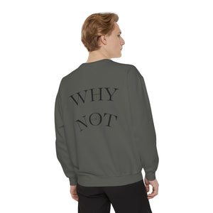 Aven Lore Sweatshirt — 'WHY NOT' Back Graphic Garment-Dyed Crewneck