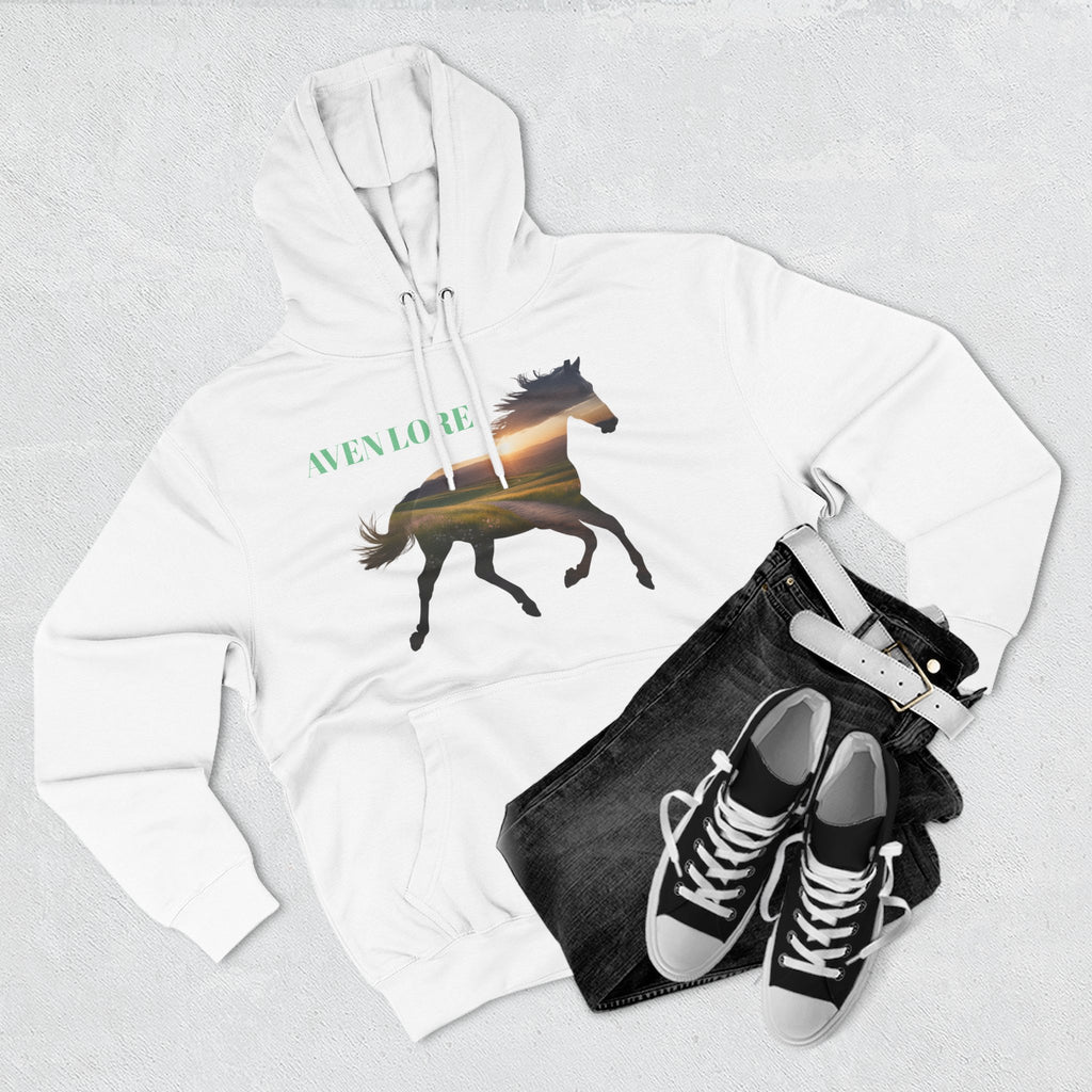 Equestrian Sunset Hoodie, Cozy Horse Lover Fleece Hoodie, Stylish Equine Gift, Perfect for Horse Riding, Warm Layer for Fall