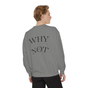 Aven Lore Sweatshirt — 'WHY NOT' Back Graphic Garment-Dyed Crewneck