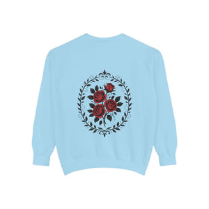 Aven Lore Sweatshirt — Vintage Red Rose Back Print Crewneck