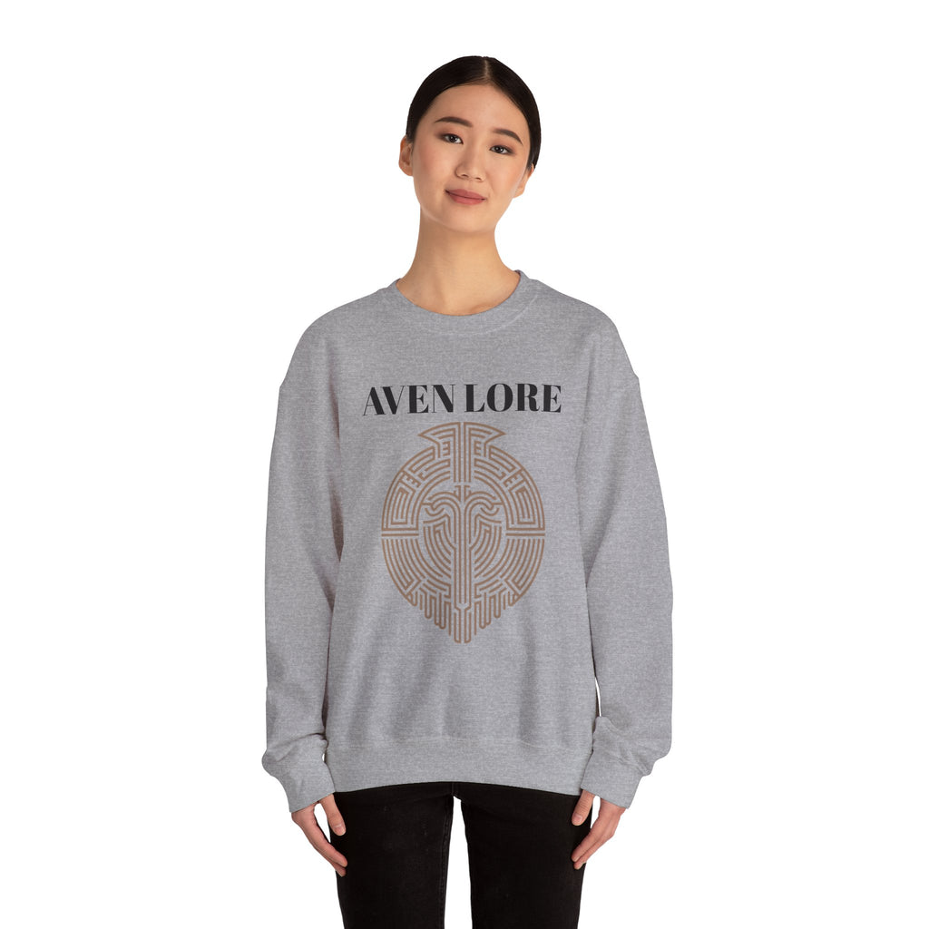 Crewneck Sweatshirt — Aven Lore Maze Logo (Minimalist Spiritual Graphic)