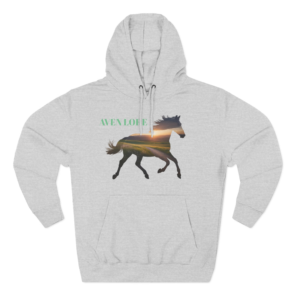 Equestrian Sunset Hoodie, Cozy Horse Lover Fleece Hoodie, Stylish Equine Gift, Perfect for Horse Riding, Warm Layer for Fall