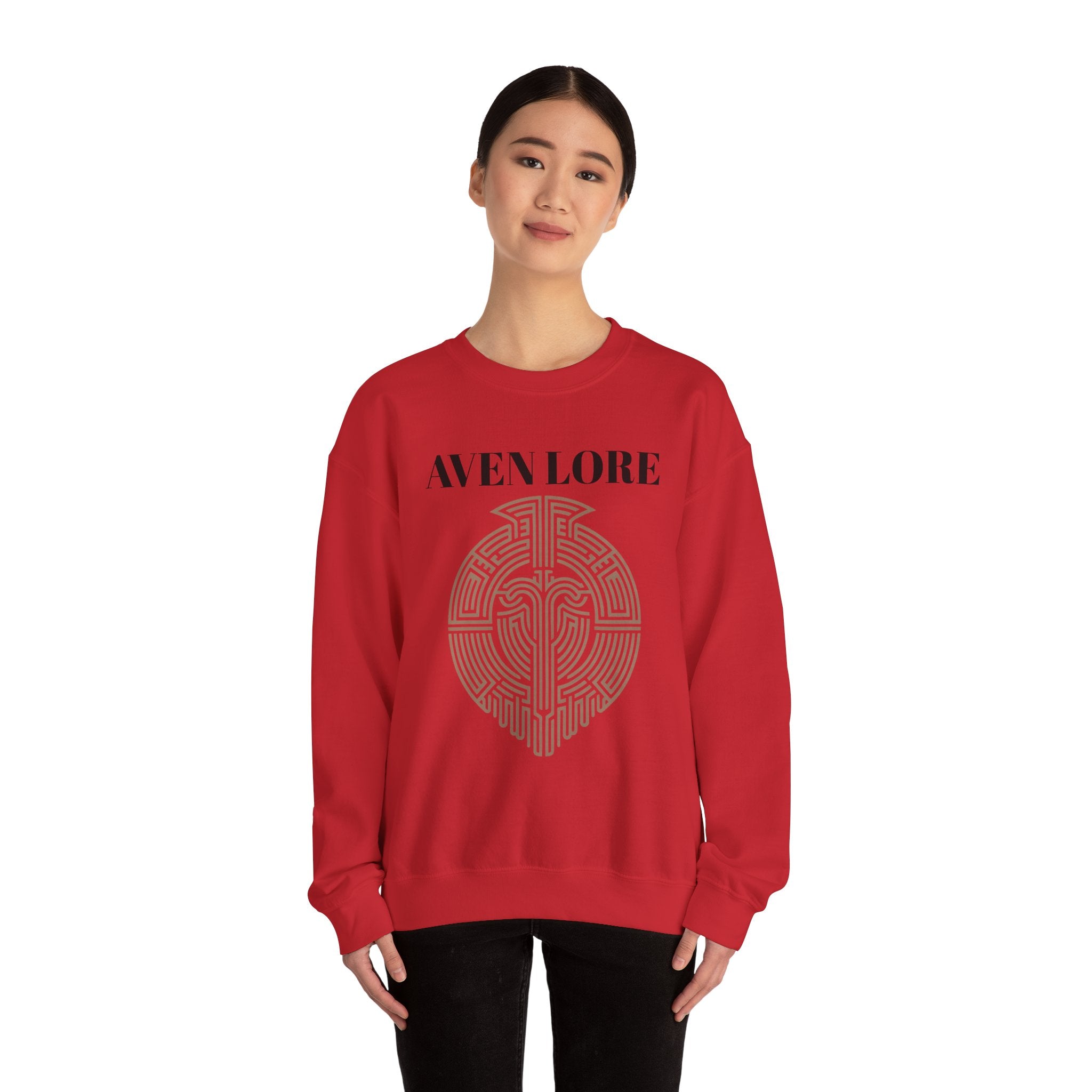 Crewneck Sweatshirt — Aven Lore Maze Logo (Minimalist Spiritual Graphic)