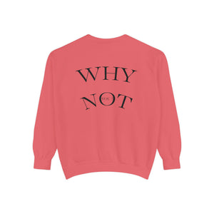 Aven Lore Sweatshirt — 'WHY NOT' Back Graphic Garment-Dyed Crewneck