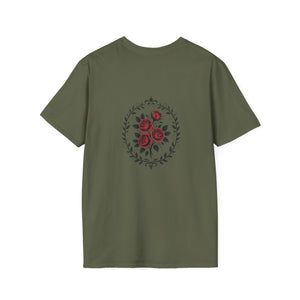 Floral Crest T-Shirt — Vintage Rose Back Print