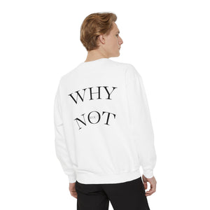 Aven Lore Sweatshirt — 'WHY NOT' Back Graphic Garment-Dyed Crewneck