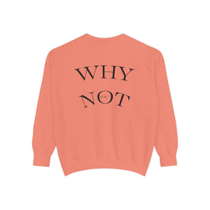 Aven Lore Sweatshirt — 'WHY NOT' Back Graphic Garment-Dyed Crewneck