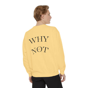 Aven Lore Sweatshirt — 'WHY NOT' Back Graphic Garment-Dyed Crewneck