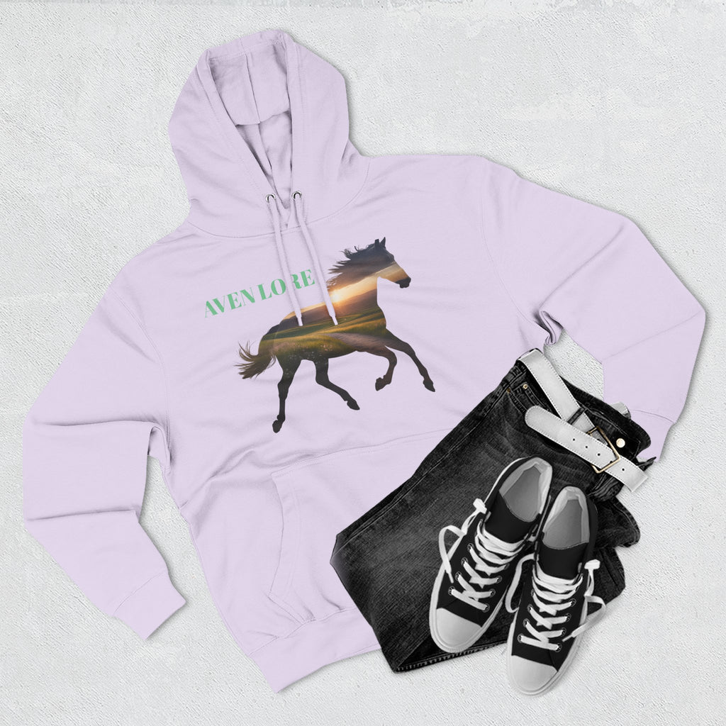 Equestrian Sunset Hoodie, Cozy Horse Lover Fleece Hoodie, Stylish Equine Gift, Perfect for Horse Riding, Warm Layer for Fall