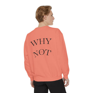 Aven Lore Sweatshirt — 'WHY NOT' Back Graphic Garment-Dyed Crewneck