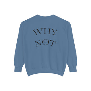 Aven Lore Sweatshirt — 'WHY NOT' Back Graphic Garment-Dyed Crewneck