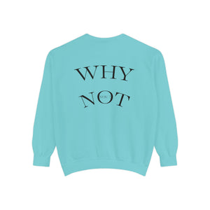 Aven Lore Sweatshirt — 'WHY NOT' Back Graphic Garment-Dyed Crewneck