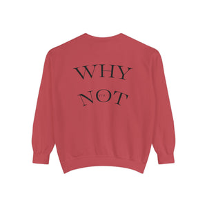 Aven Lore Sweatshirt — 'WHY NOT' Back Graphic Garment-Dyed Crewneck