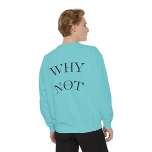 Aven Lore Sweatshirt — 'WHY NOT' Back Graphic Garment-Dyed Crewneck