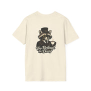 Too Refined for Decaf T-Shirt — Vintage Dapper Raccoon Coffee Tee