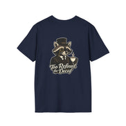 Too Refined for Decaf T-Shirt — Vintage Dapper Raccoon Coffee Tee