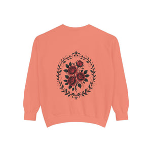 Aven Lore Sweatshirt — Vintage Red Rose Back Print Crewneck