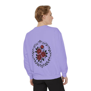 Aven Lore Sweatshirt — Vintage Red Rose Back Print Crewneck