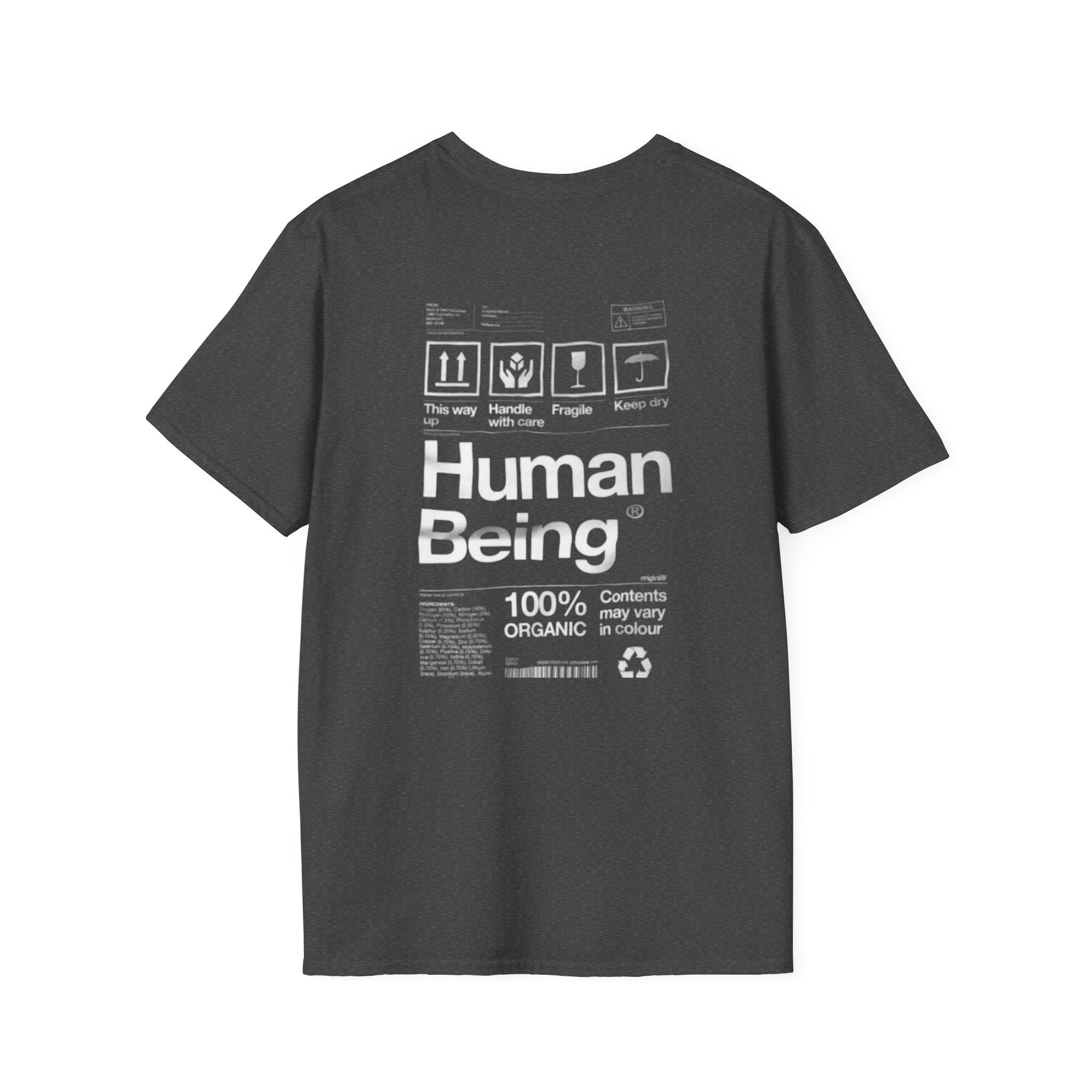 Human Being Graphic T-Shirt — 'Human Being' Organic Style Back Print