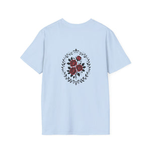Floral Crest T-Shirt — Vintage Rose Back Print