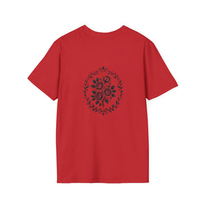 Floral Crest T-Shirt — Vintage Rose Back Print