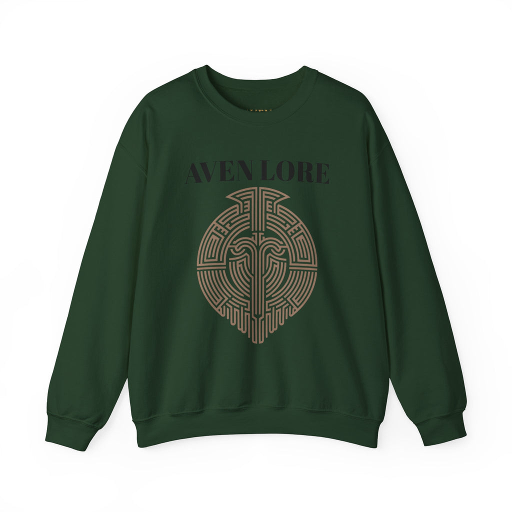 Crewneck Sweatshirt — Aven Lore Maze Logo (Minimalist Spiritual Graphic)