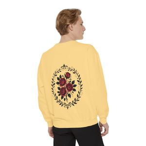 Aven Lore Sweatshirt — Vintage Red Rose Back Print Crewneck