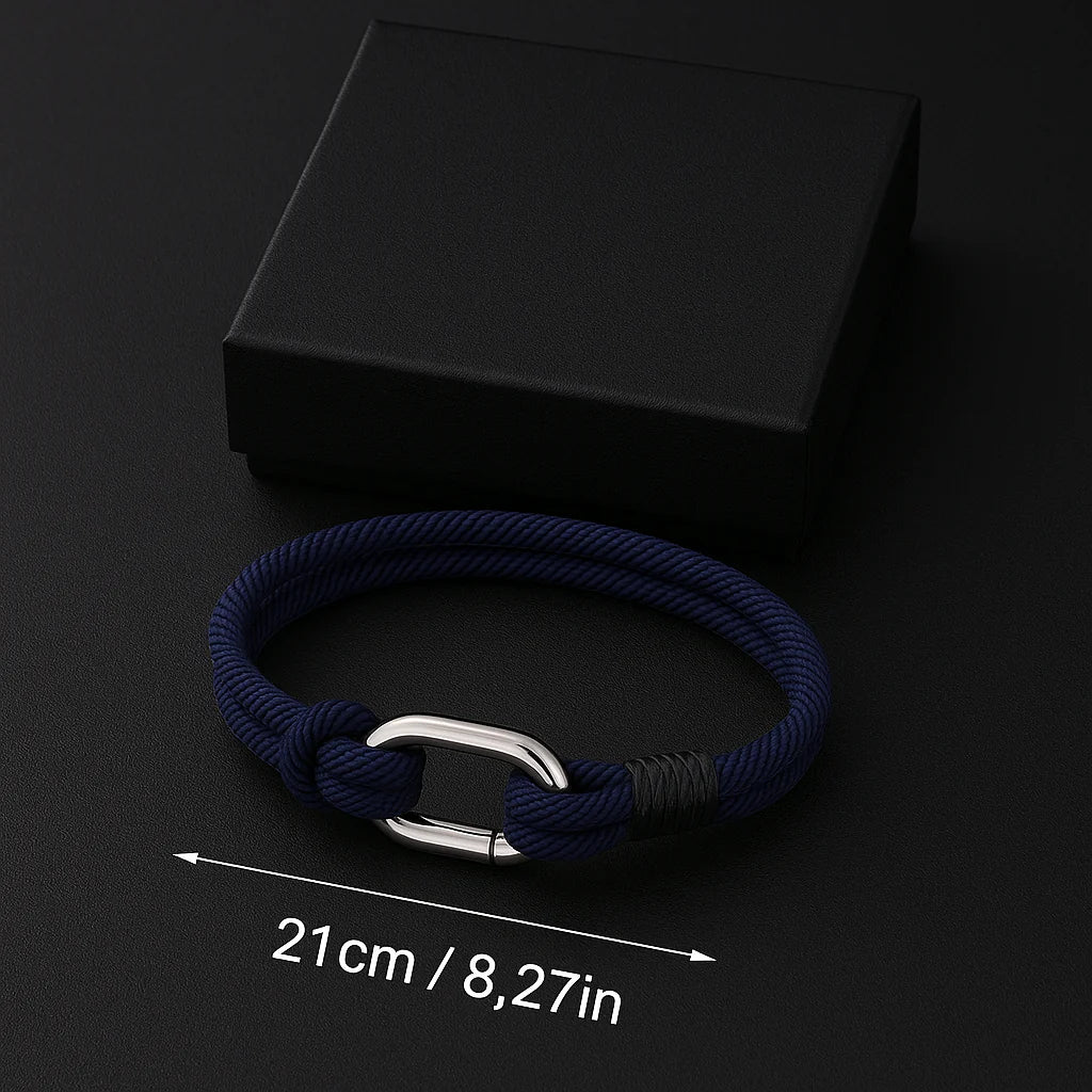 Nautical Navy Blue Rope Bracelet - Stylish Minimalist Accessory for Men and Women with Durable Stainless Steel Clasp