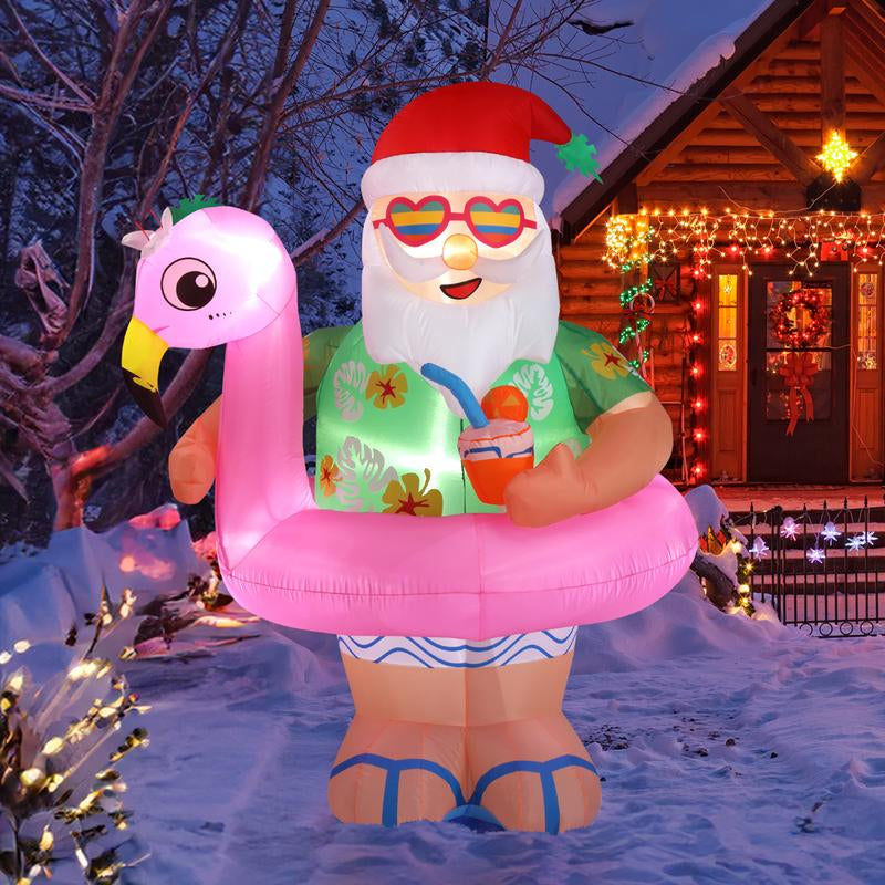 VINGLI Christmas Decorations Outdoor Giant Inflatable Lighted Decor, Blow up Yard Decoration with Electric Blower for Holiday Indoor Outdoor Garden Decor Large Santa Outdoorfun Boxes Gift
