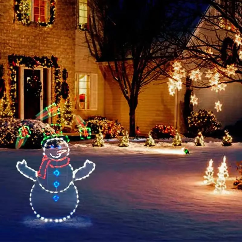 Animated LED Snowman Ornament with Glitter Light for Christmas and Holiday Party Winter Garden Yard Outdoor Decor