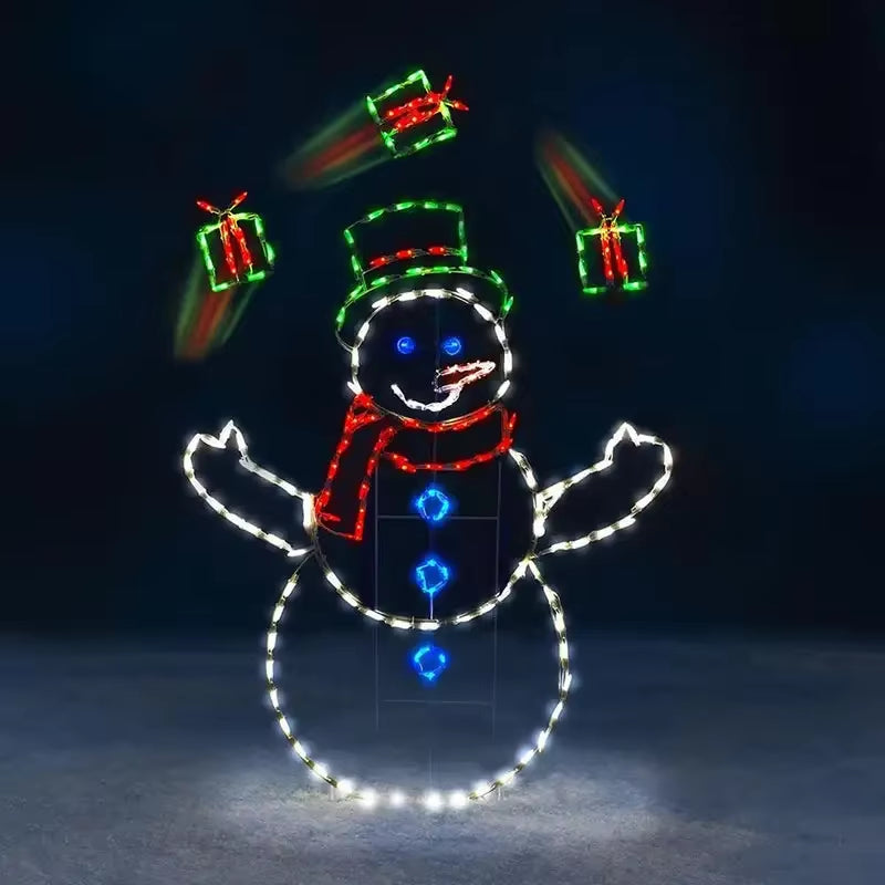 Animated LED Snowman Ornament with Glitter Light for Christmas and Holiday Party Winter Garden Yard Outdoor Decor